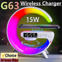 Wireless charger speaker G63 tablet holder TF card RGB night light alarm clock iPhone Samsung Xiaomi fast charging dock