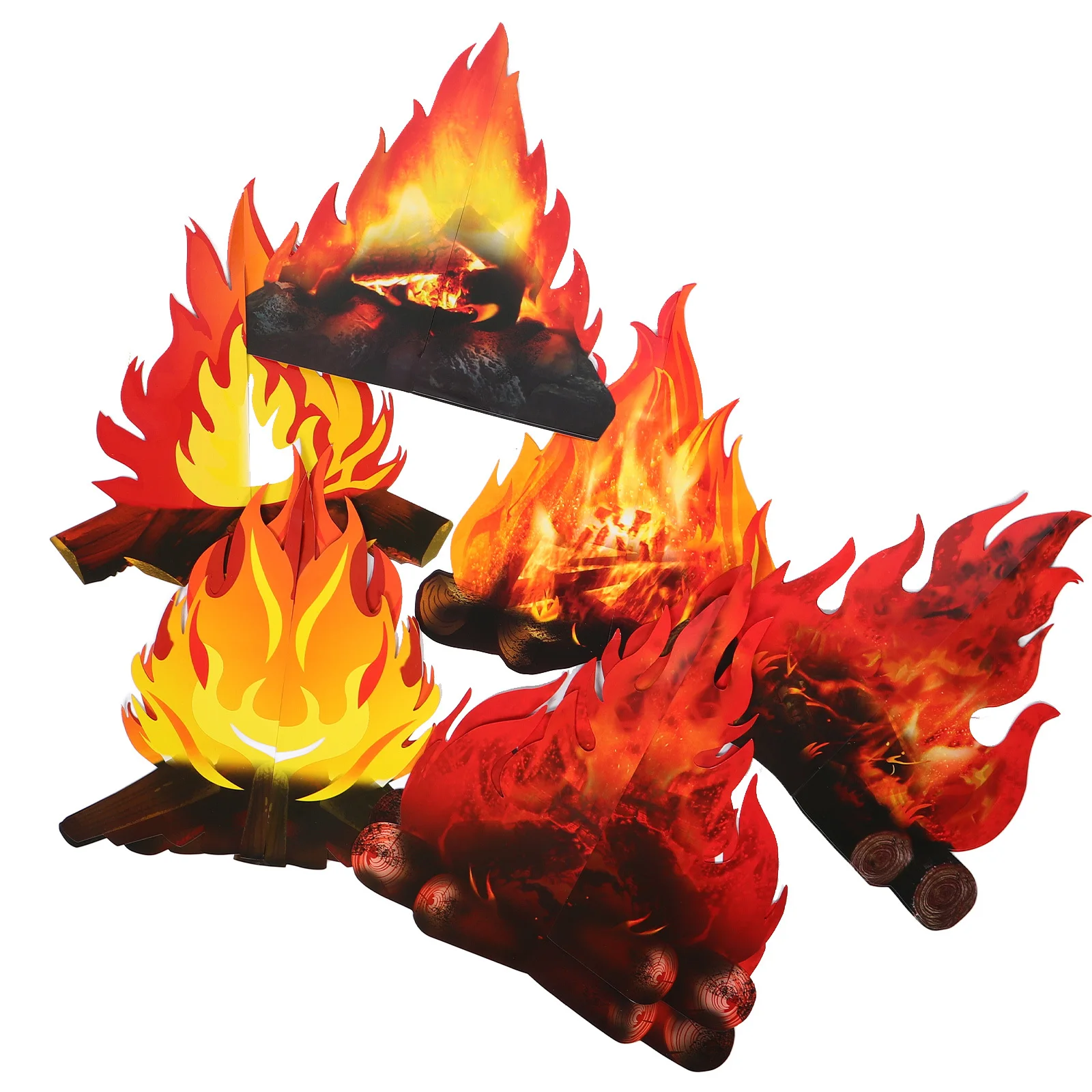 

6Pcs 3D Campfire Decoration Artificial Flame Set for Christmas Party Indoor Outdoor Use Faux Fire Pit Centerpiece Holiday