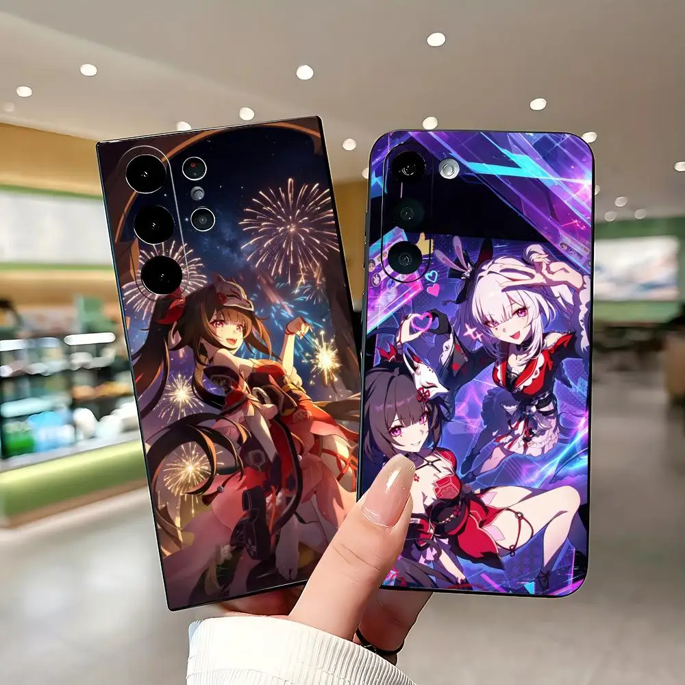 Sparkle Honkai Star Hot Game Phone Case For Samsung Galaxy S26 S25 S24 S23 S22 S21 Plus Ultra Note20 Soft Black