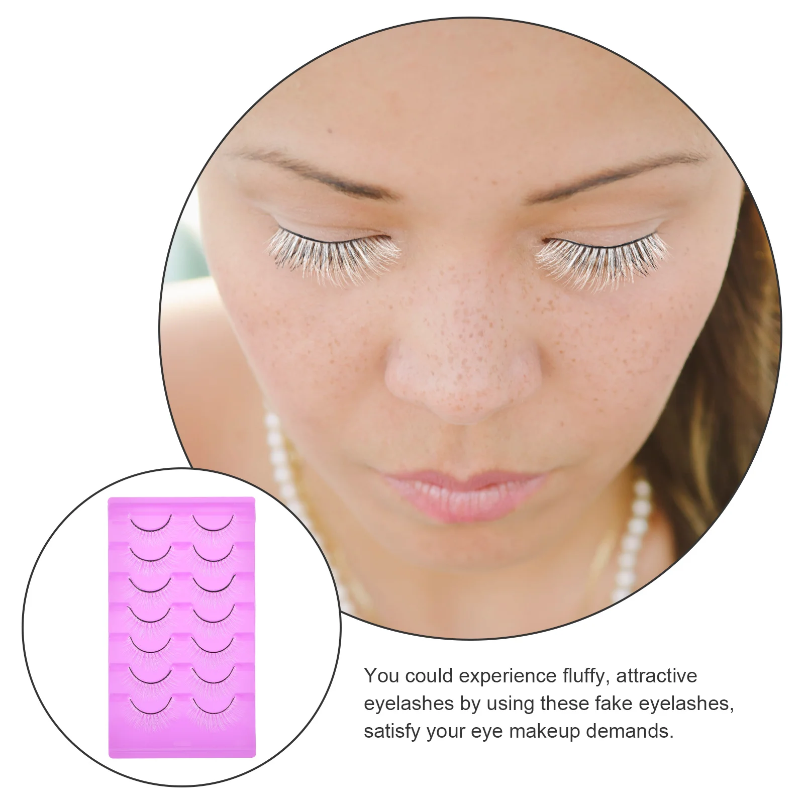 رموش صناعية بيضاء ذات مظهر طبيعي رموش اصطناعية للنساء ملحقات تمديد رموش براقة للحفلات التنكرية #4