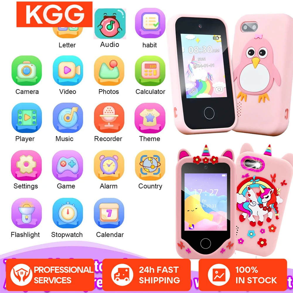 2.8 بوصة الاطفال هاتف ذكي 1080P كاميرا مزدوجة ألعاب تعليمية عادة لعبة تدريب تعلم الهاتف مشغل MP3 عيد ميلاد هدية عيد الميلاد