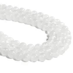 100% Natural Stone Beads White Selenite Clear Cat Eye Genuine Gypsum Stone Moonstone Bead For Jewelry Making Bracelet Necklace