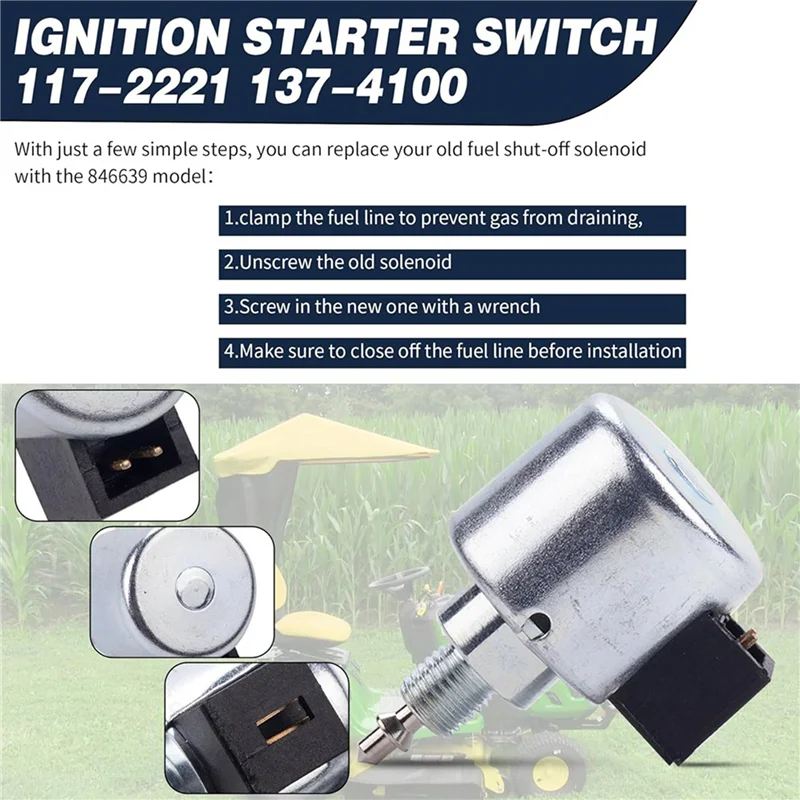 

【Распродажа】 2X 846639 Соленоид отключения топлива, подходящий для двигателя B Riggs & Stratton для газона и садового оборудования 694393 33R877-0032-G1