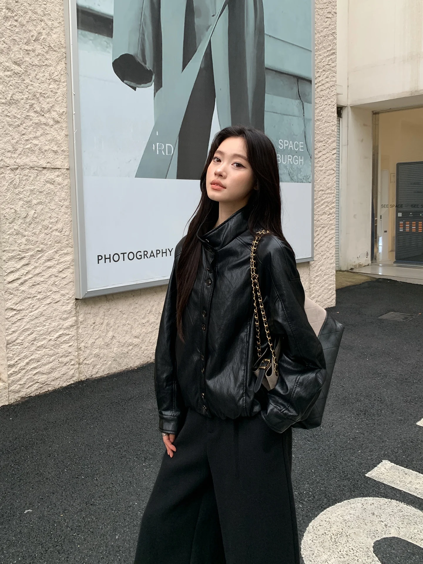 

Ele Vintage Elephant Print Jaet Casual Versatile Slimming Leather Coat by Laoyang Sli Trendy Animal Pattern Outerwear