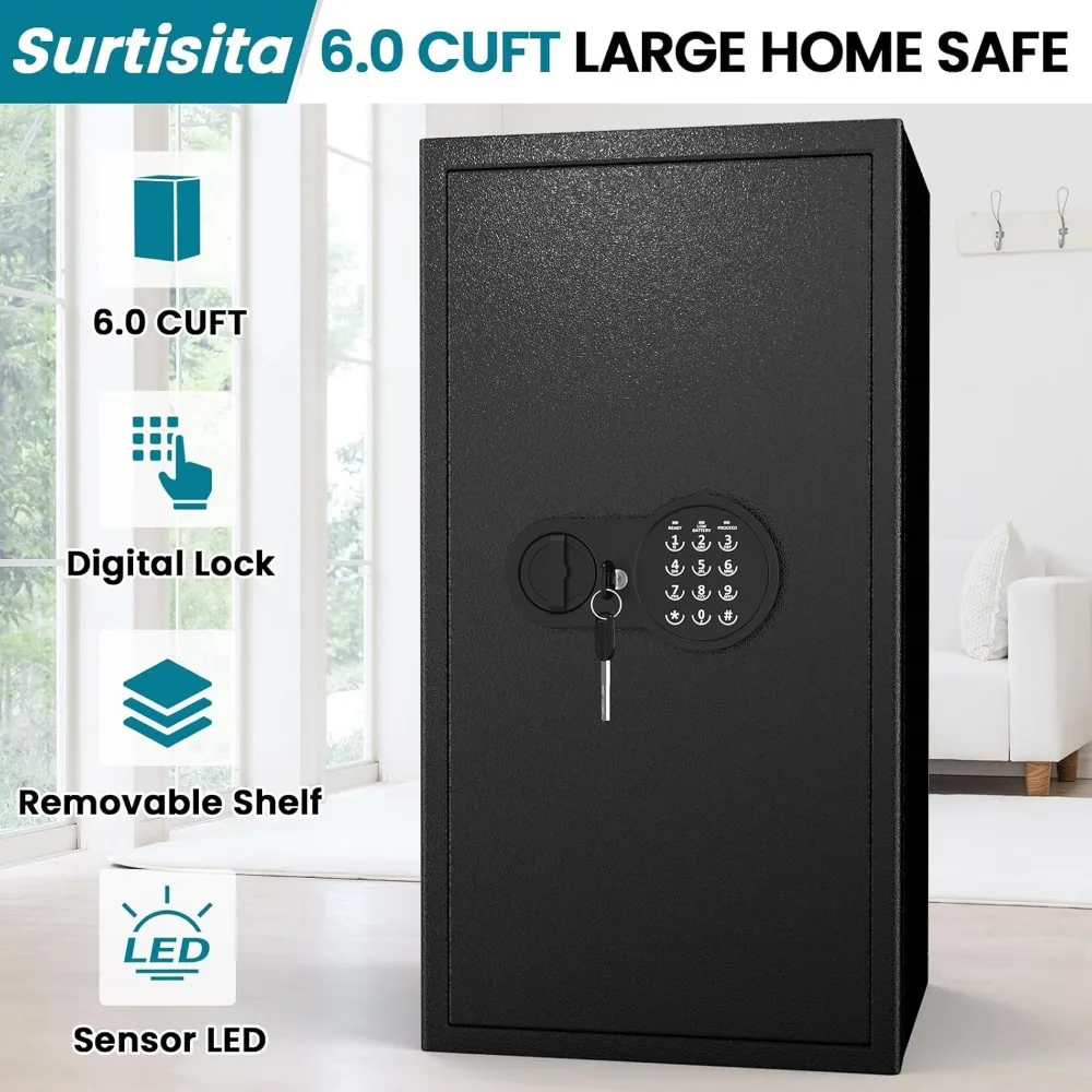 6.0 Cubic Foot Electronic Keypad Safe, Compact Home Security for Valuables, Jewelry, and Documents