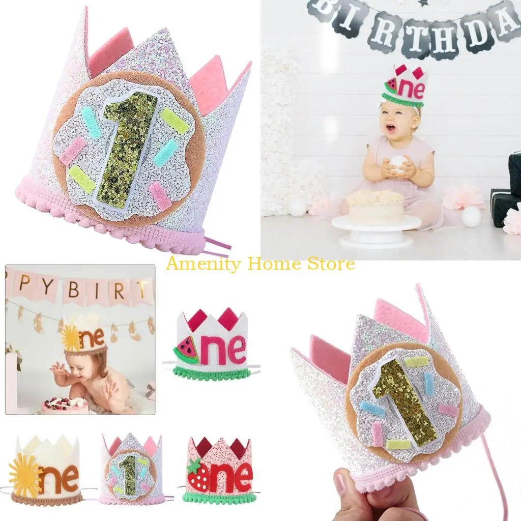 F26C Unisex Baby First Birthday Party Hat Beautiful Baby Hat for Parties Favor