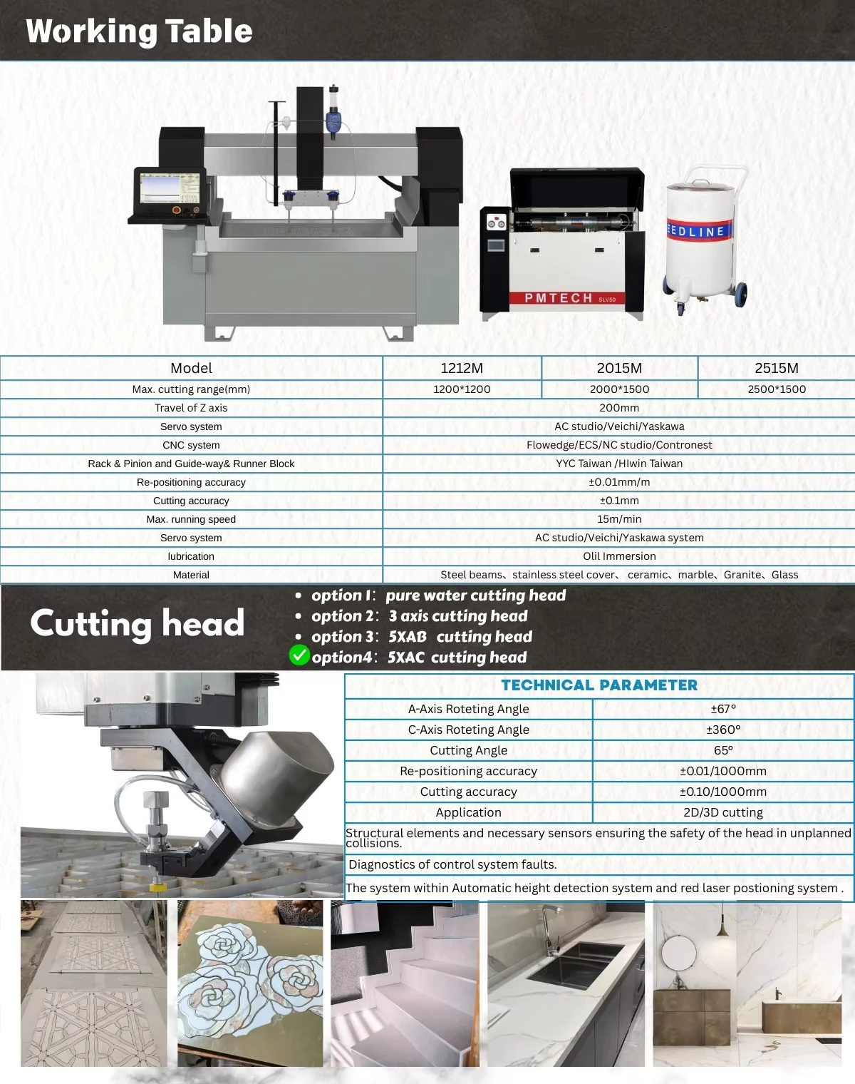 Mini Small Size Double Heads 5-Axis Waterjet Cutting Machine for Stone Metal Glass with Motor and Pump view 3