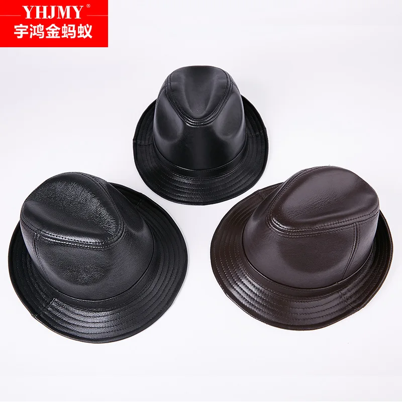 Genuine Sheepskin Bowler Hat | Top Grain Leather Vintage Gentleman's All-Season Formal Wear