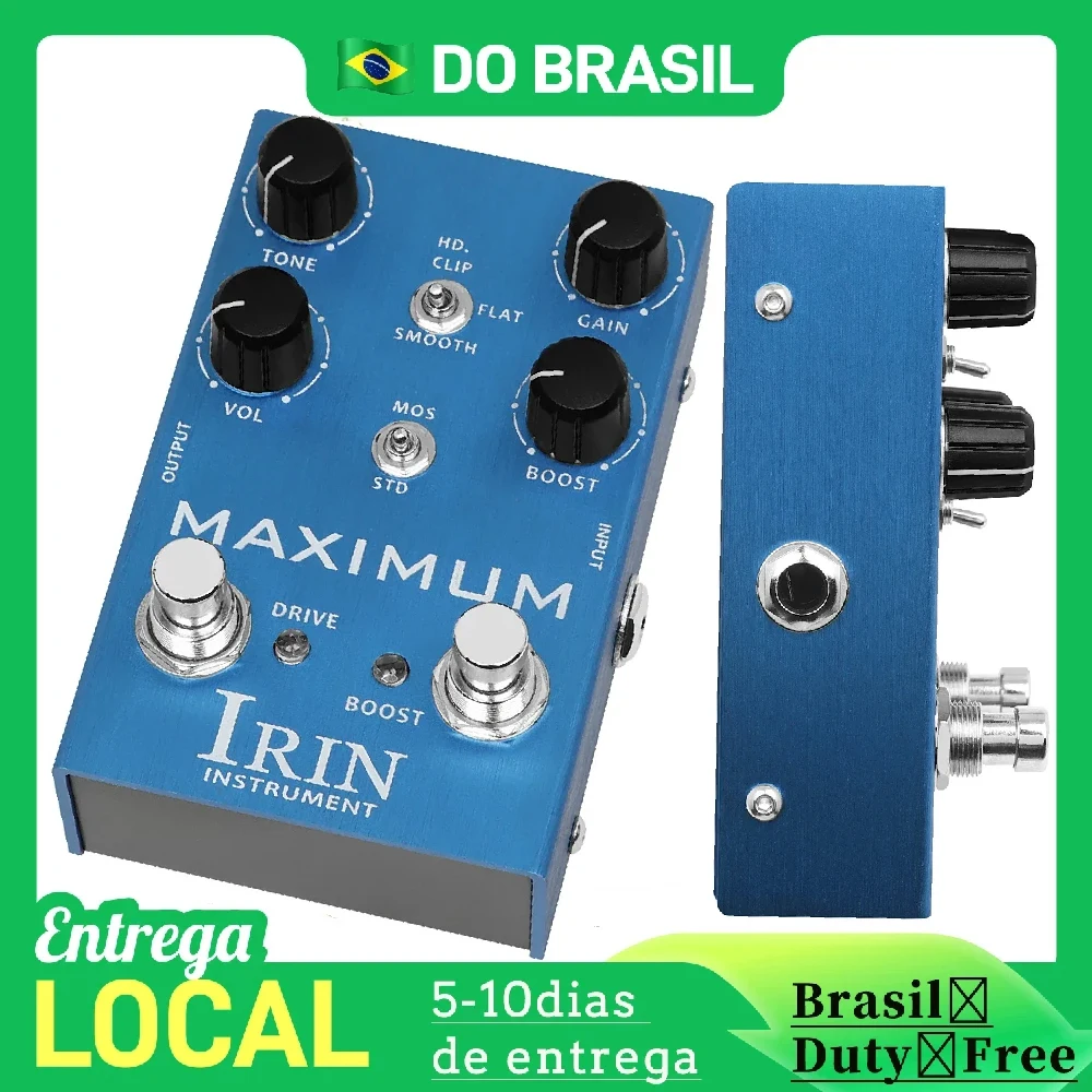 IRIN MAXIMUM Overdrive Pedal de efeito de guitarra Boost Channel para canal de acionamento de tom selvagem dinâmico para tom limpo e cristalino