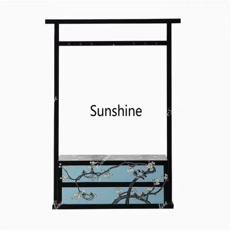 New Chinese-style painted hanging wardrobe solid wood antique simple decorative hanger
