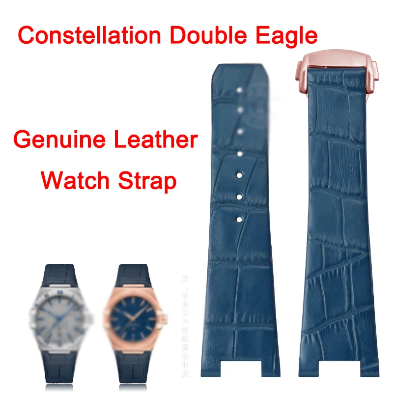 

Men's Leather Watch Strap For Omega Constellation Double Eagle 131.10 waterproof Watch band 24*13mm 24*14mm Bracelet Wristband