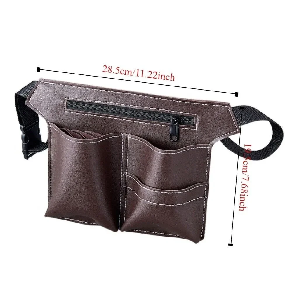 جديد بولي Leather الجلود مقص عر حقيبة المحمولة محب صالون حزام تصفيف الشعر الحافظة أكياس الحلاق أداة حامل الرجال الحلاق الخصر حقيبة #6