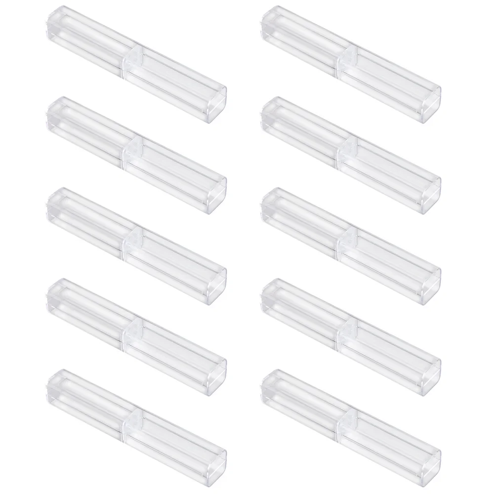 

10pcs Quadrilateral Pen Box Clear Plastic Fully Transparent Multi Functional Pencil Case Ballpoint Pen Gift Box Storage For
