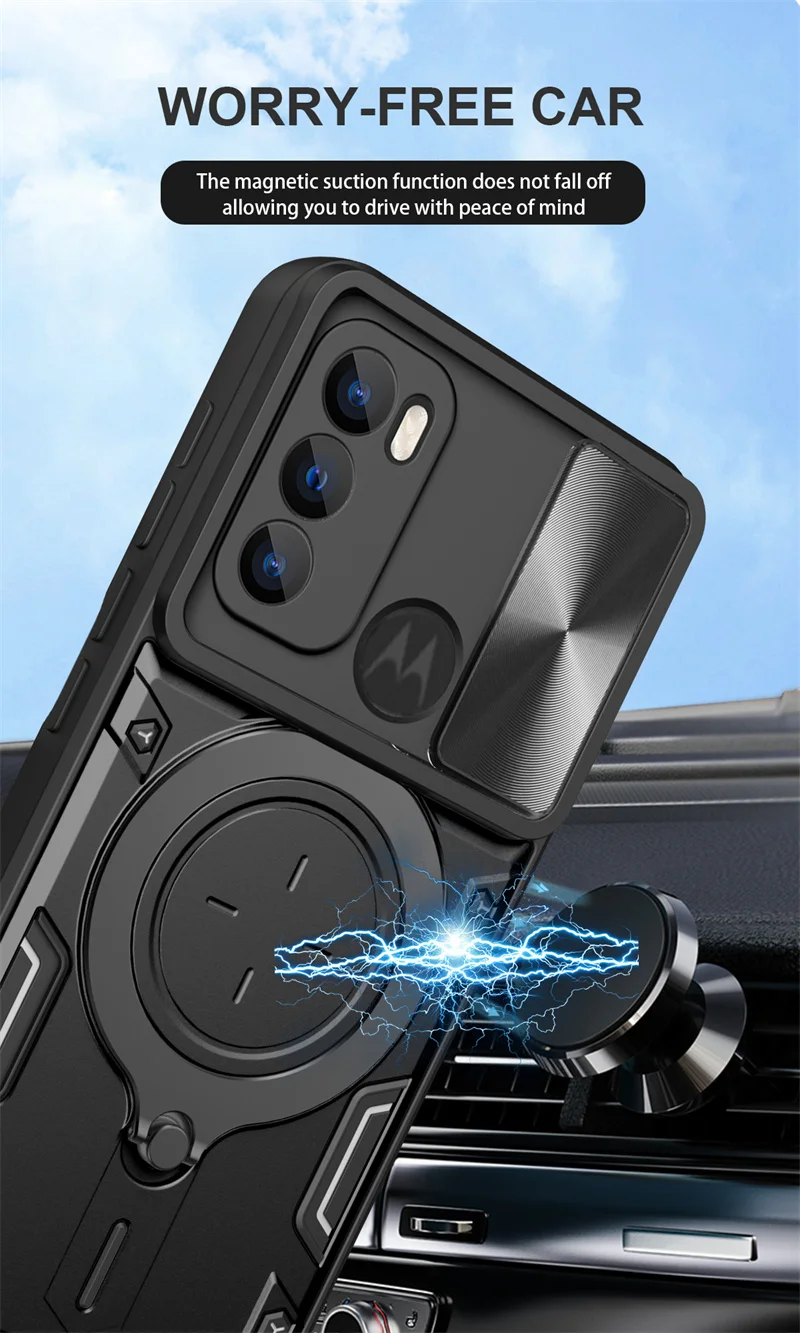 Per Motorola Moto G60 G 60 custodia magnetica per auto supporto per armatura ad anello in metallo per Moto G60S MotoG60 S Slide Camera Protection