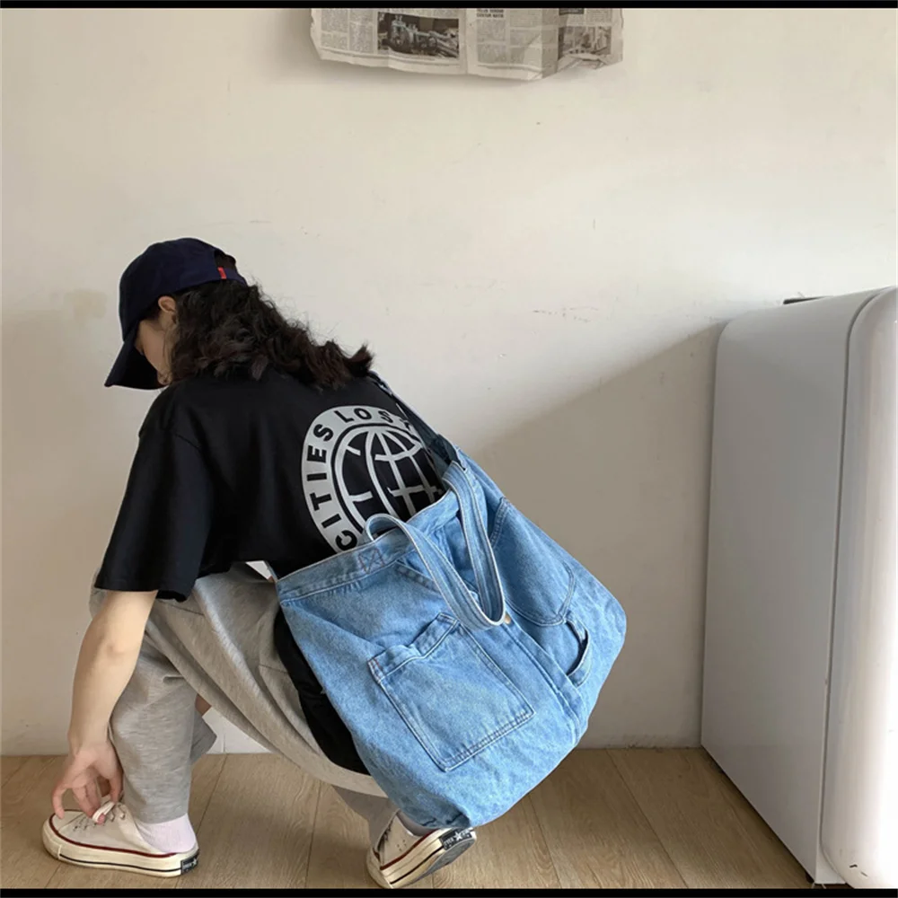 2023 New Harajuku Wash Denim Bag Women Handbags Large-Capacity Shoulder Bag Female Korean Version Girls Messenger Bag