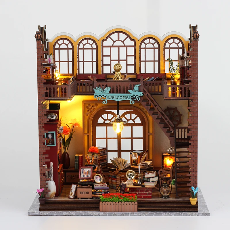 DIY Magic Book House Casa Wooden Miniature Building Kits Doll Houses with Furniture Light Dollhouse Toy for Girls Birthday Gifts