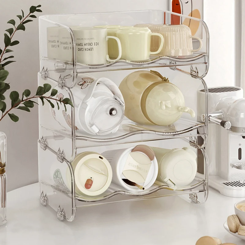 Cup Storage Rack Dust-Proof Household Cup Storage Rack Stackable Thermos Organizer Storage Rack A