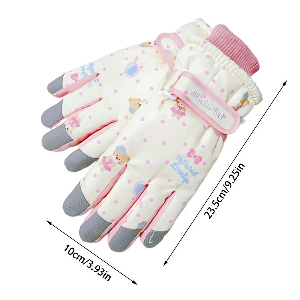 Engrossar luvas de esqui de inverno quente tela sensível ao toque mais veludo luvas ao ar livre à prova de vento antiderrapante ciclismo luvas esportivas feminino meninas