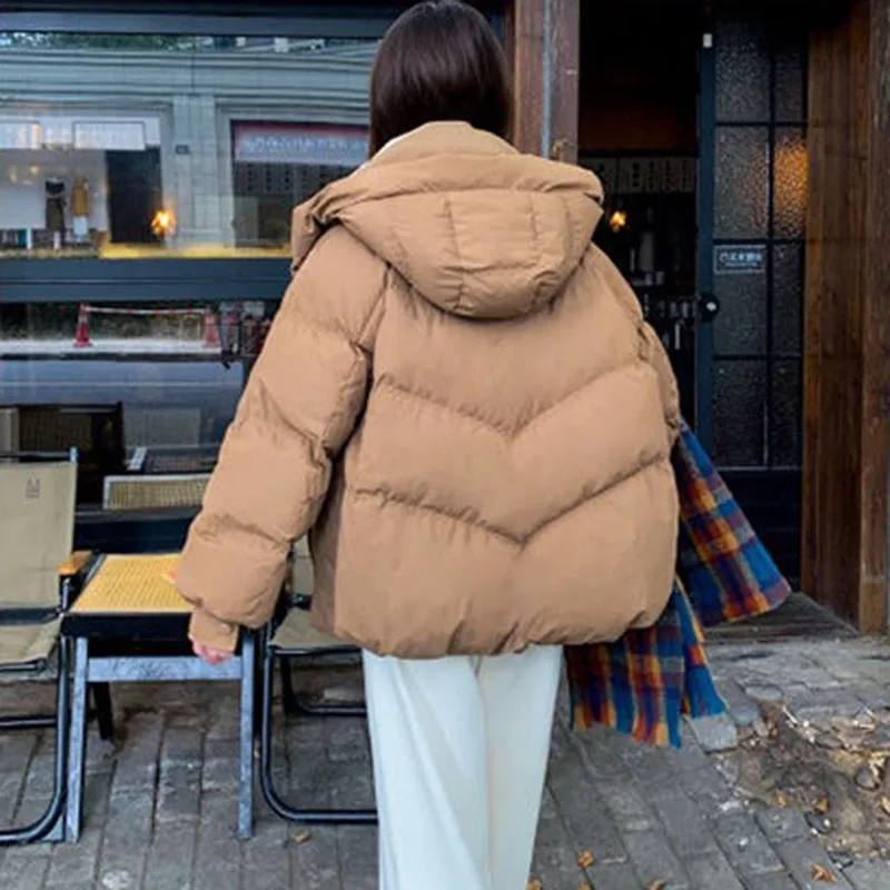 Damenmantel, Winter, warm, mit Kapuze, Damen-Daunen-Baumwolljacke, 2025, neue lockere, dicke, elegante Damen-Baumwoll-gefütterte Jacke H659