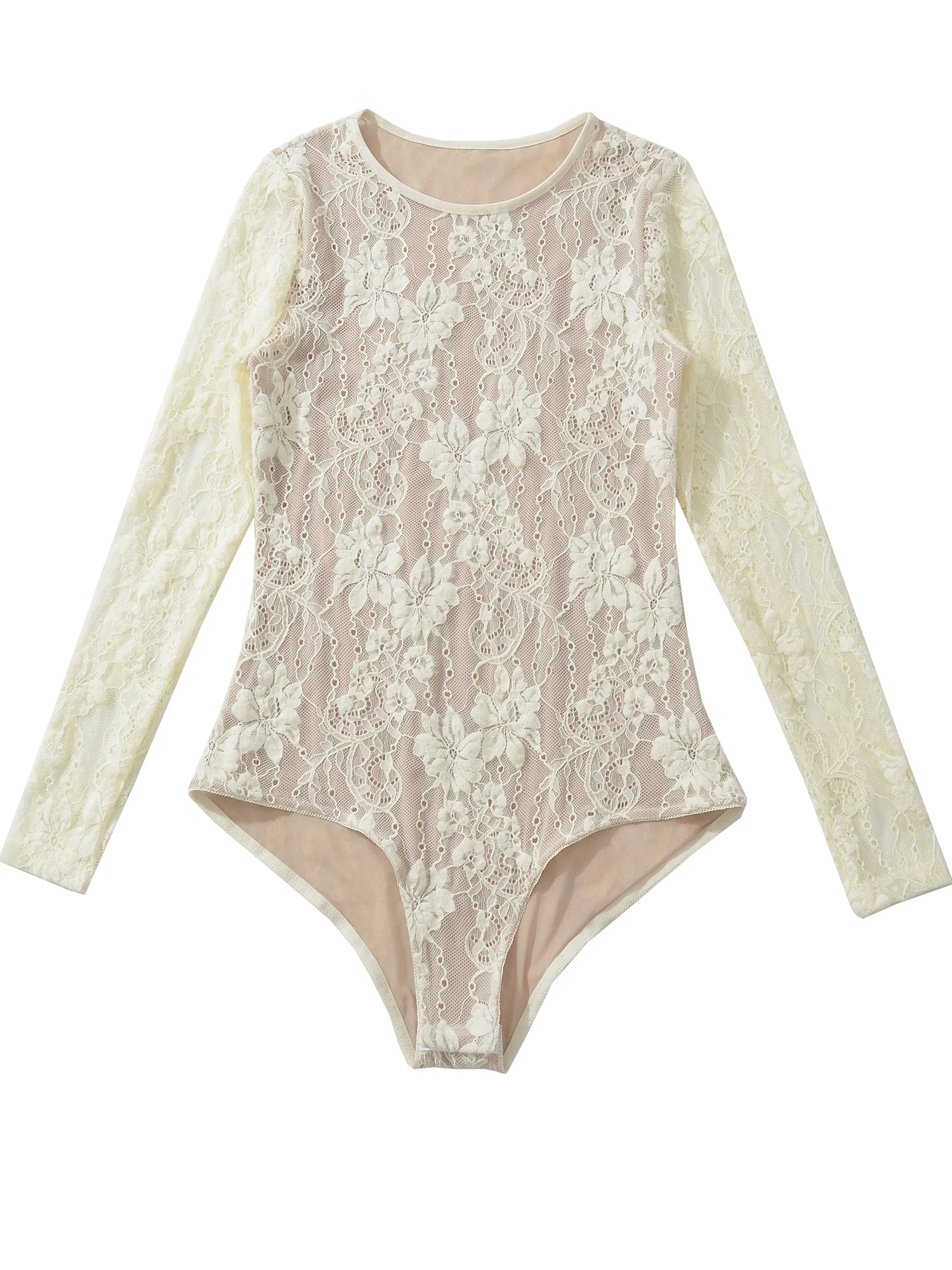 American Sexy rond Ne Double couche Emed Long Sve Onesie Minceur Vêtements intérieurs Base irt Commute Droit Taille haute...