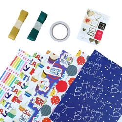 6 Pcs Wrapping Paper Sheets With Ribbons ,For Birthday Party Wrapping Paper Gift Wrap Papers,Present Gift Wrapping Paper