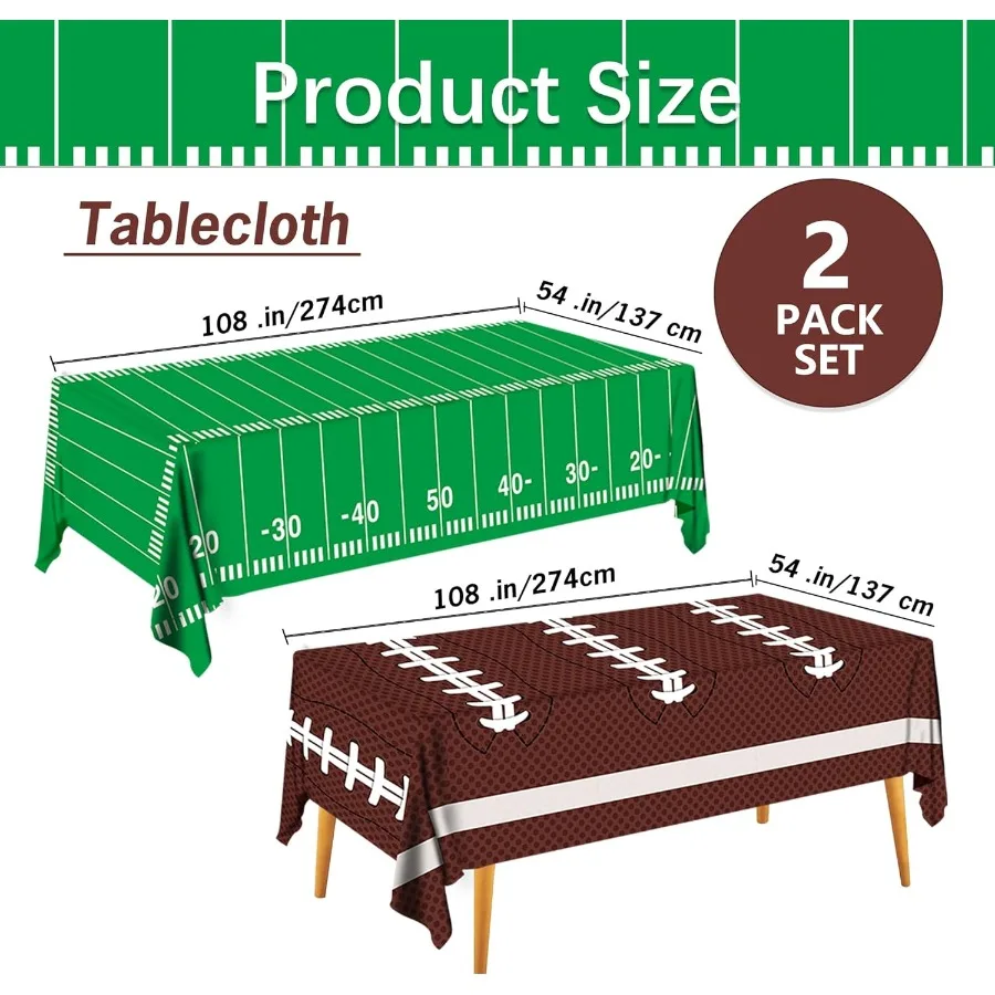 ديكورات حفلات كرة القدم، مفرش طاولة بلاستيكي للاستعمال مرة واحدة، غطاء طاولة مثالي لحفلة عيد ميلاد كرة القدم Super Bowl D