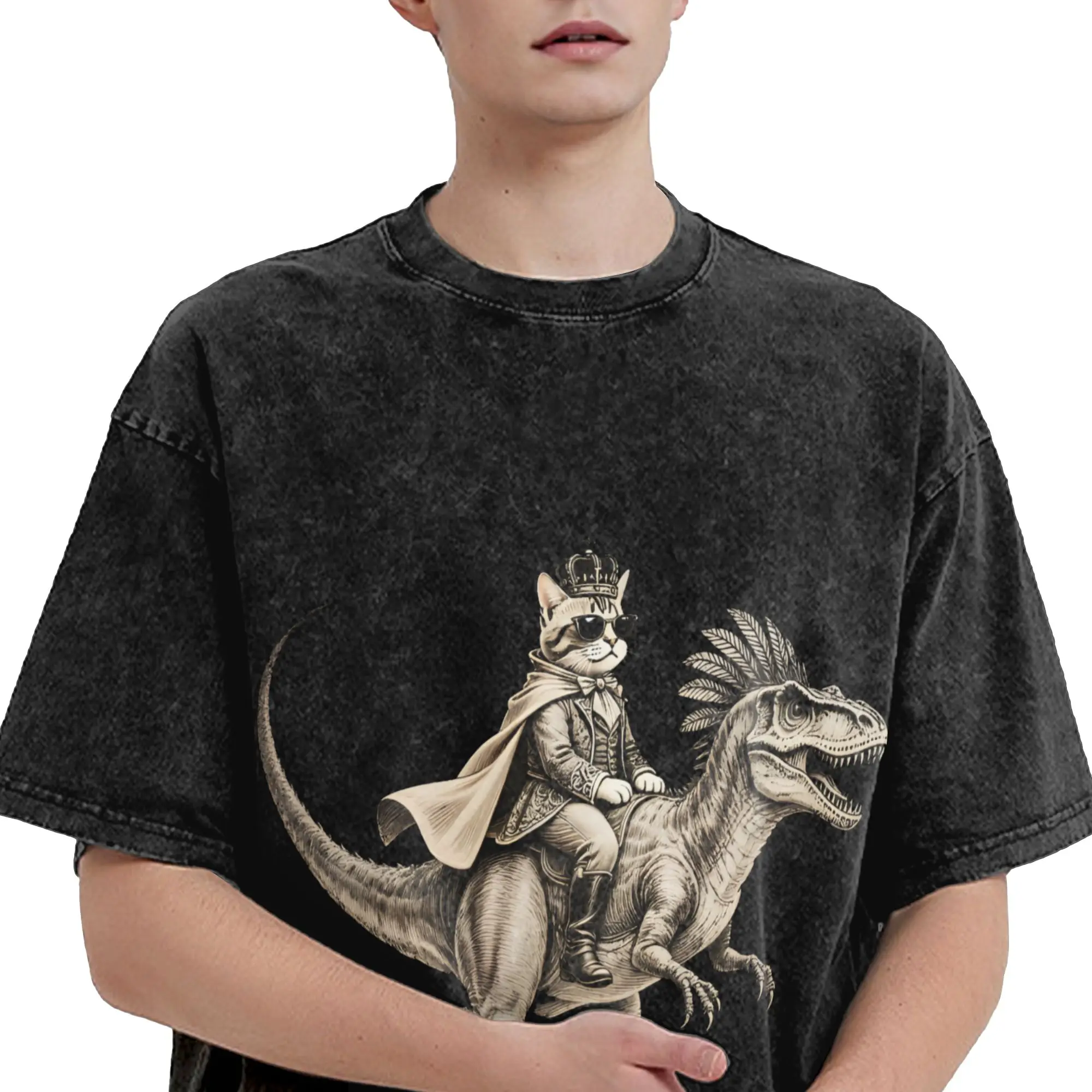 Printed Carl And The Princess Donut and Mongo Dungeon Crawler Carl  Washed T Shirt Merch Oversize T-Shirt  Men Women Tee Shirt
