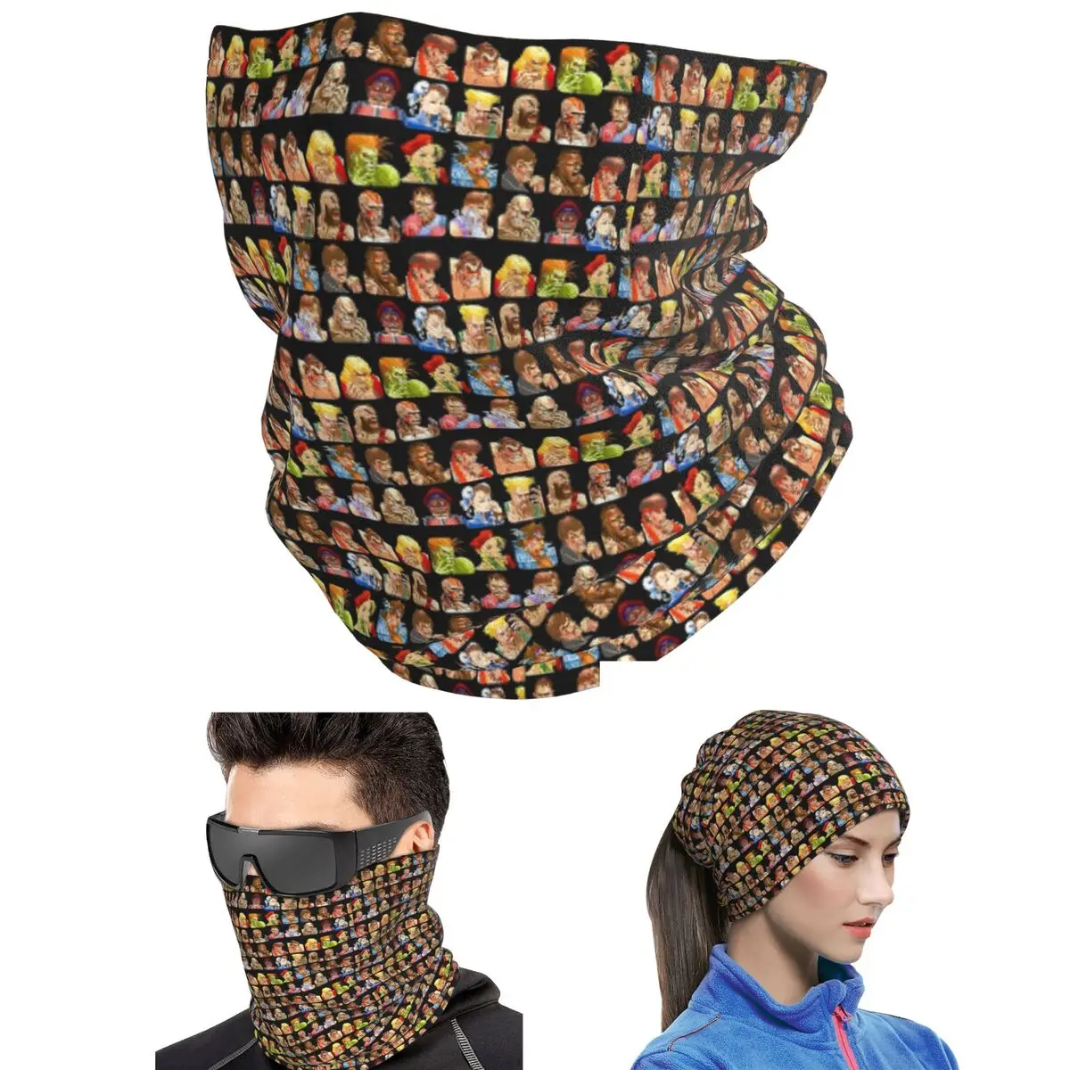 Defeated Portraits Super Street Fighter Bandana Neck Gaiter Printed Magic Scarf Running Balaclava Unisex Adult Windproof