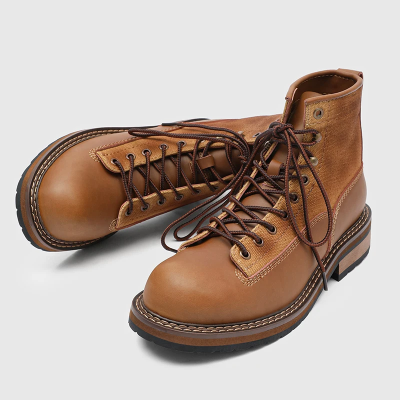 سميكة سوليد دراجة نارية الرجال الأحذية الرجعية النمط البريطاني في الهواء الطلق الترفيه المشي لمسافات طويلة عمال حذاء من الجلد الارتفاع زيادة أحذية رجالي