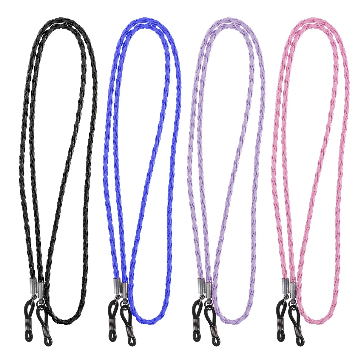 

4Pcs Eyeglasses Strap Anti-Slip Adjustable Silicone Grips Glasses Cord Chain Holder Colorful Blue Purple