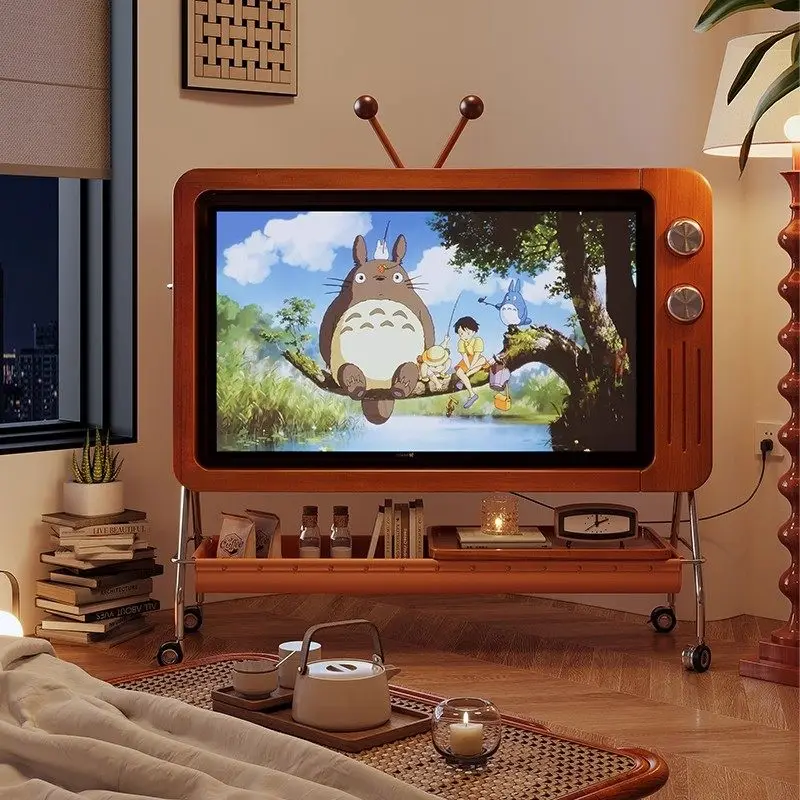 Cabin retro mobile TV cabinet bracket small apartment living room bedroom modern simple floor high TV cabinet