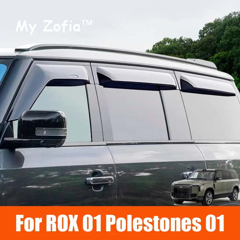 For ROX 01 Polestones 01 2024 2025 Car door Window Visor Sun Rain Wind Deflector Awning Shield Vent Guard Shade Cover Auto parts