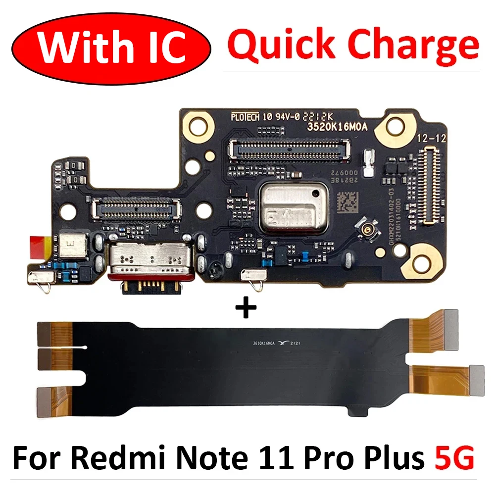 New For Xiaomi Redmi Note 11 Pro Plus 5G USB Charging Port Mic Microphone Dock Connector Board Flex Cable