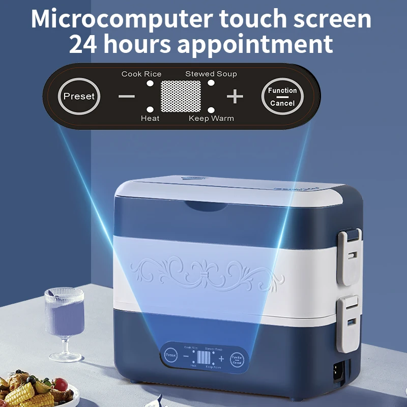 Portable Stainless Steel Plastic PP Leak Proof Electric Food Warmer Wireless Self Heating Hot Bento Lunch Box for Office Work