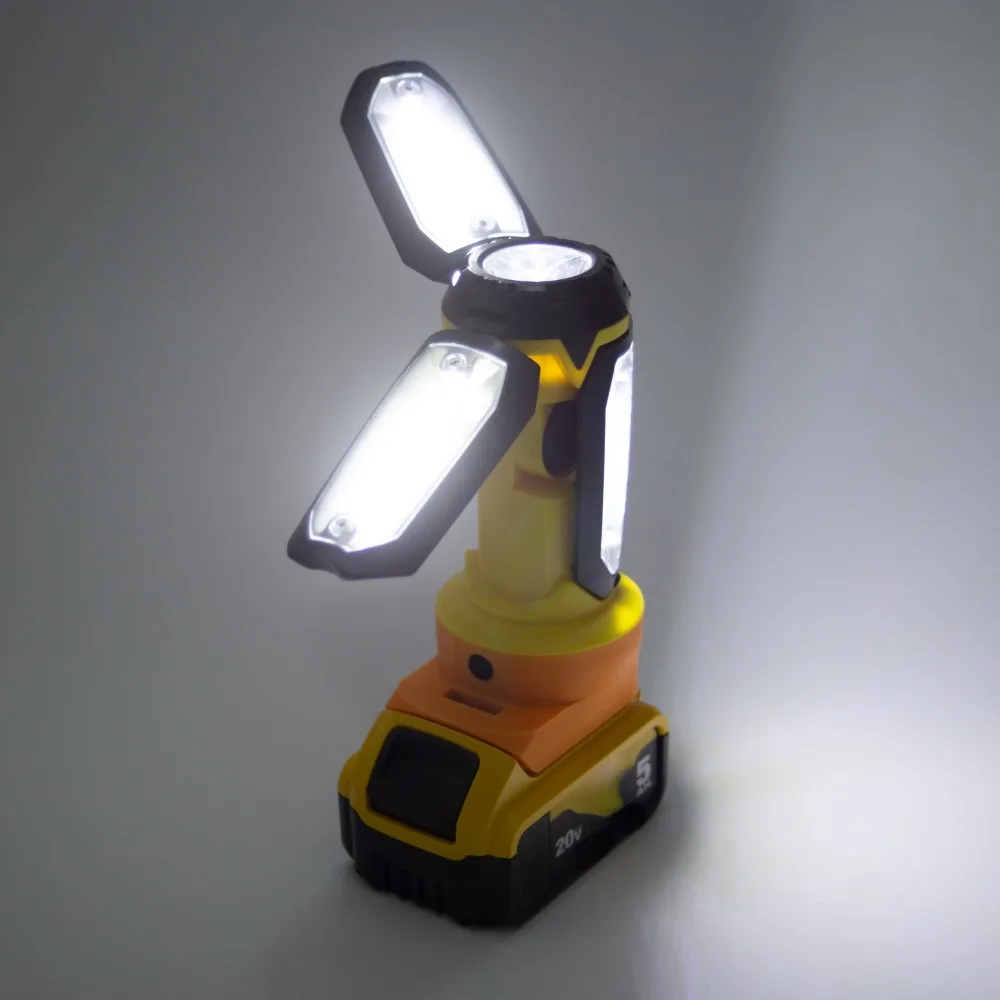 Luz de trabajo LED inalámbrica para Dewalt 18v 20v batería de litio linterna de Camping linterna plegable (sin batería)