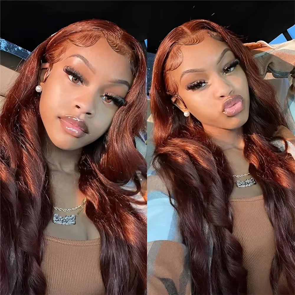 

220% Reddish Brown Wig 30 40 Inch 13x6 Lace Frontal Body Wave Wig 250 Density 13x5 Lace Front Remy Raw Human Hair Wigs For Women