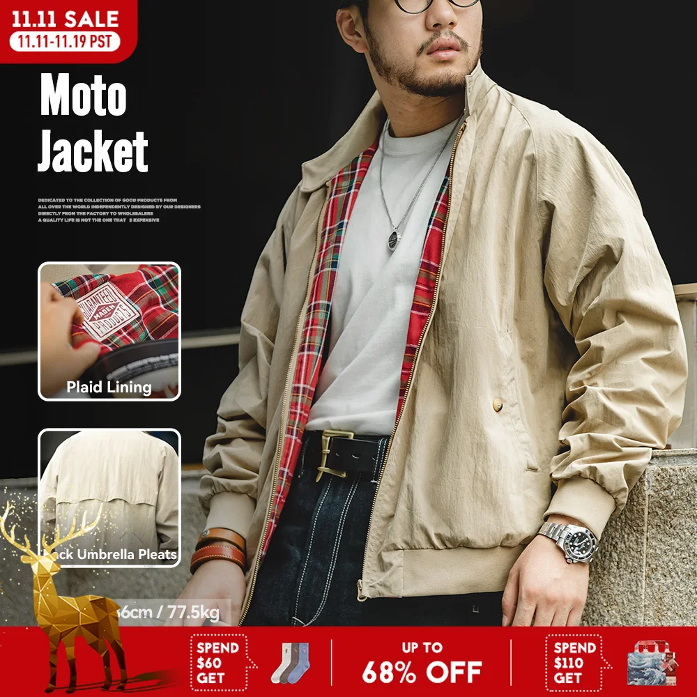 

Мужские винтажные куртки цвета хаки Maden, рабочая мотокуртка с воротником-стойкой в стиле ретро, повседневное осенне-зимнее пальто на молнии для верхней одежды унисекс