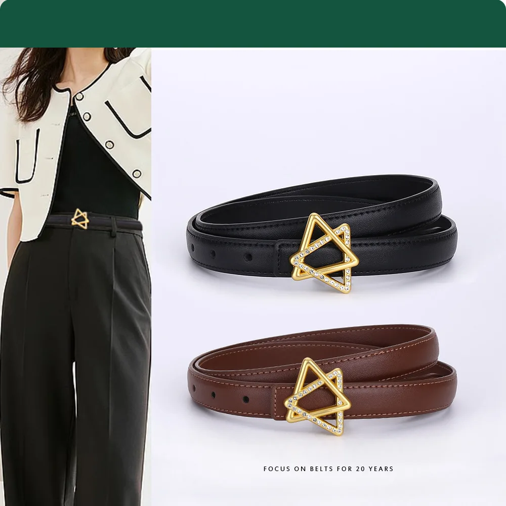 Cinturones de mujer de nueva moda con hebilla de estrella, cinturón de cuero genuino para mujer para falda de vestido, accesorios de ropa