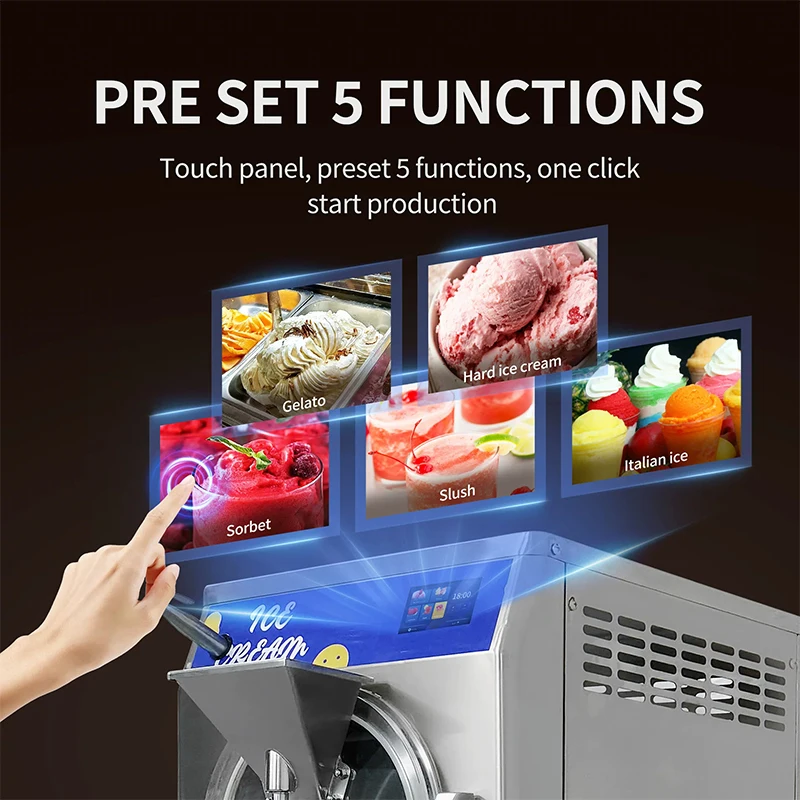 2200W Countertop Hard-Serve Ice Cream Machine, 48 L/H, Commercial Production Equipment for Cafeterias, Stainless Ste(Customized)