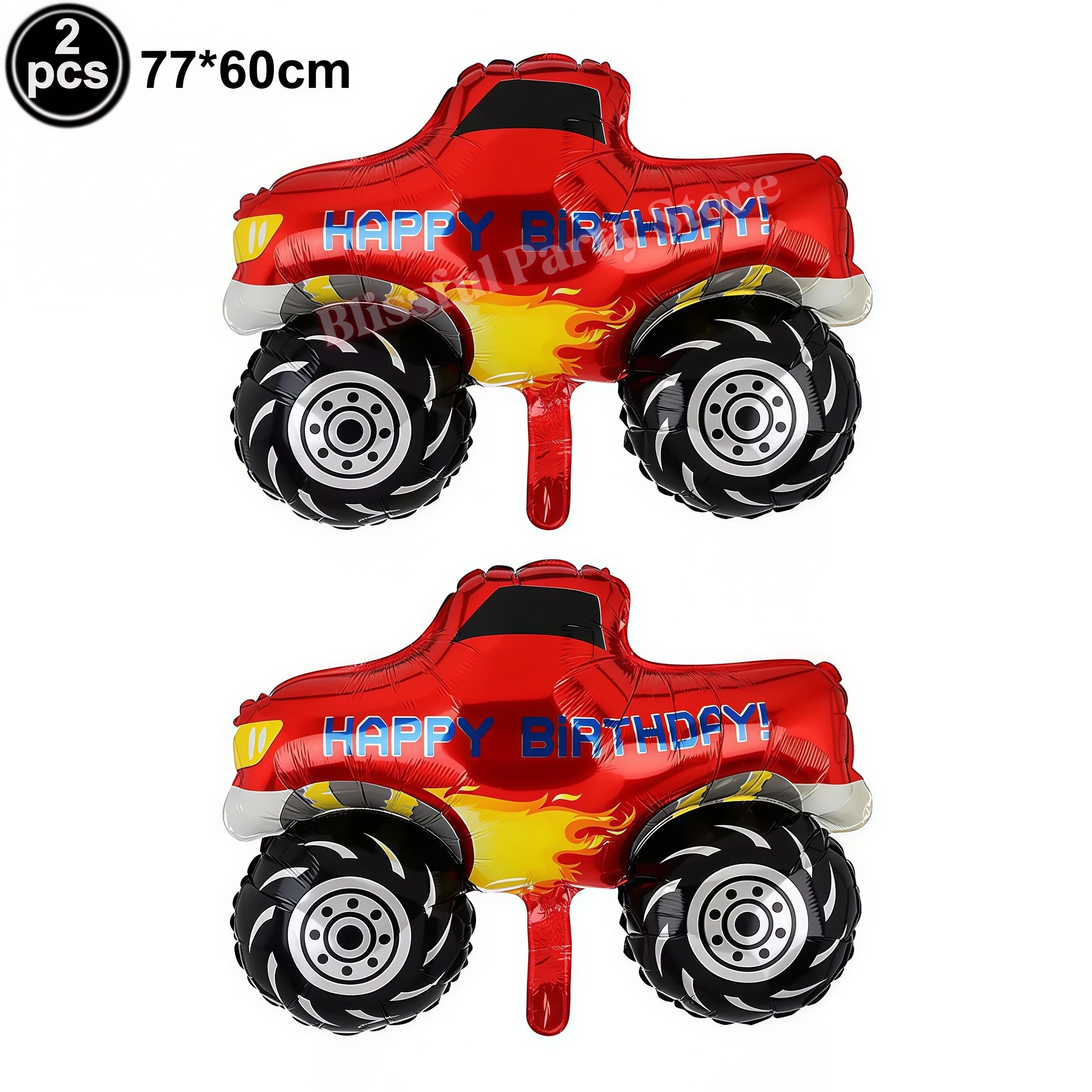 Monster Truck Party-Zubehör Jungen Rennwagen-Party-Dekorationen Teller Becher Luftballons Banner für Kinder Jungen 2. Geburtstag Party-Dekorationen – Detail 15