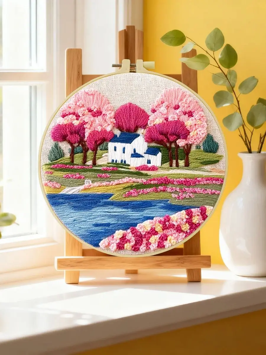 1 Stück 20X20CM/15X15CM 7,87/6,3 Zoll Pfingstrosen-Taschen-Stickerei-Starter-Kit DIY-Kit DIY-Stickerei-Set für Anfänger – Detail 6