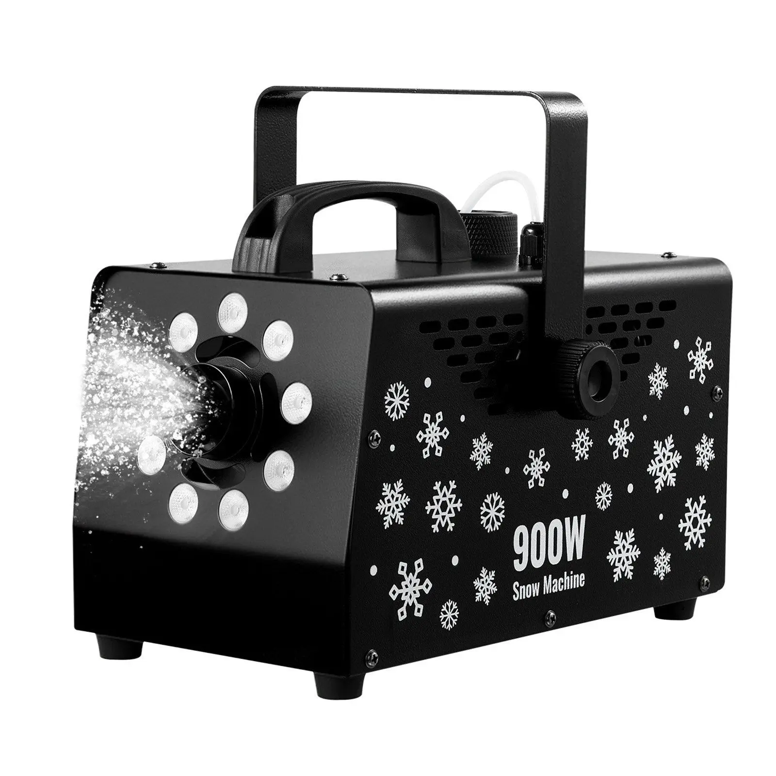 900W sneeuwmachine met 9LED RGB-verlichting en draadloze afstandsbediening 12LED-verlichtingskleuren voor kerstfeest, bruiloft en podiumdecoratie