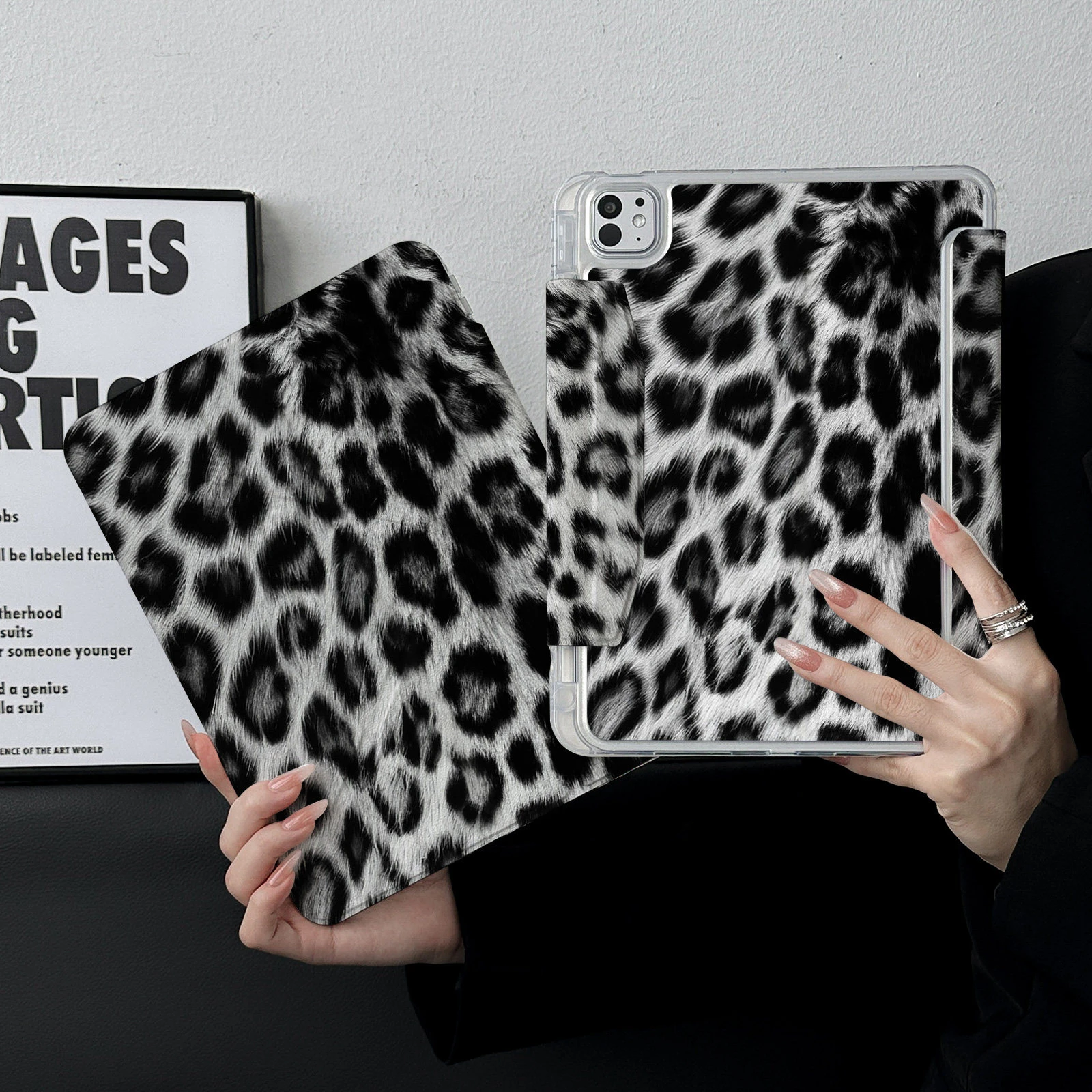French Multiple Style Leopard Y2K Y-Fold Cover For iPad Pro 13 11th M5 M4 12.9 A16 10 8 7 9th 10th Air 11 M2 M3 Mini Tablet Case