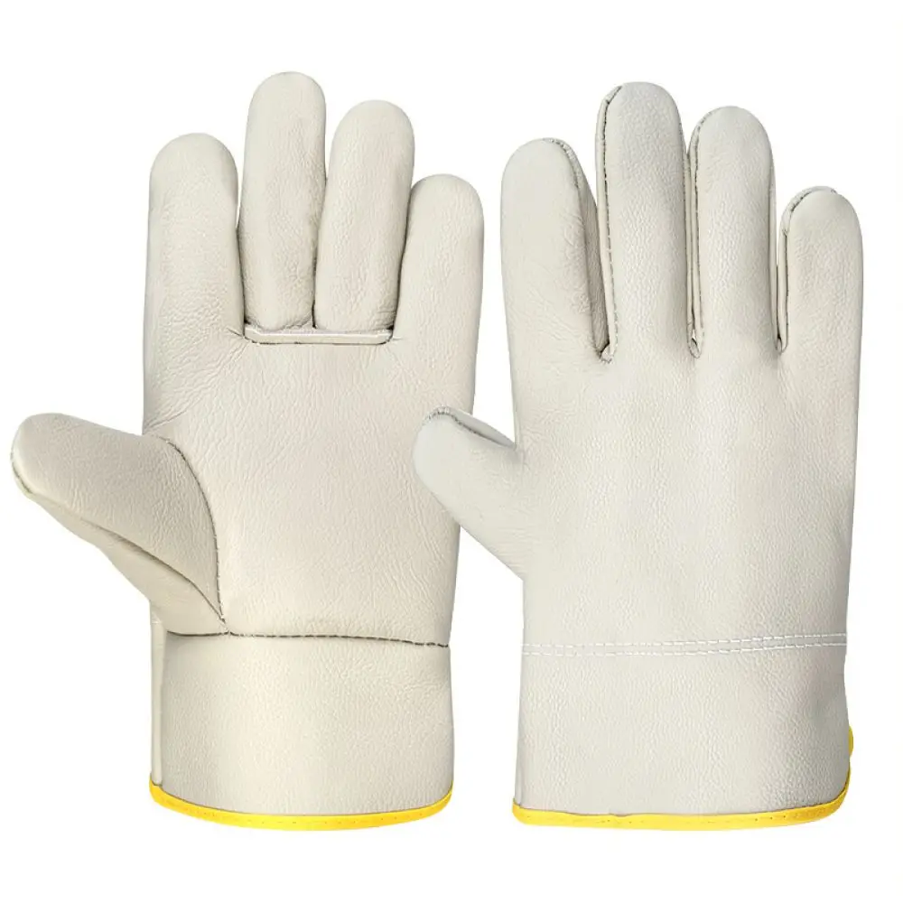 Industrial Grade Cowhide Welding Gloves Comfortable Short Fit Heat Resistant Protection For Metal Processing