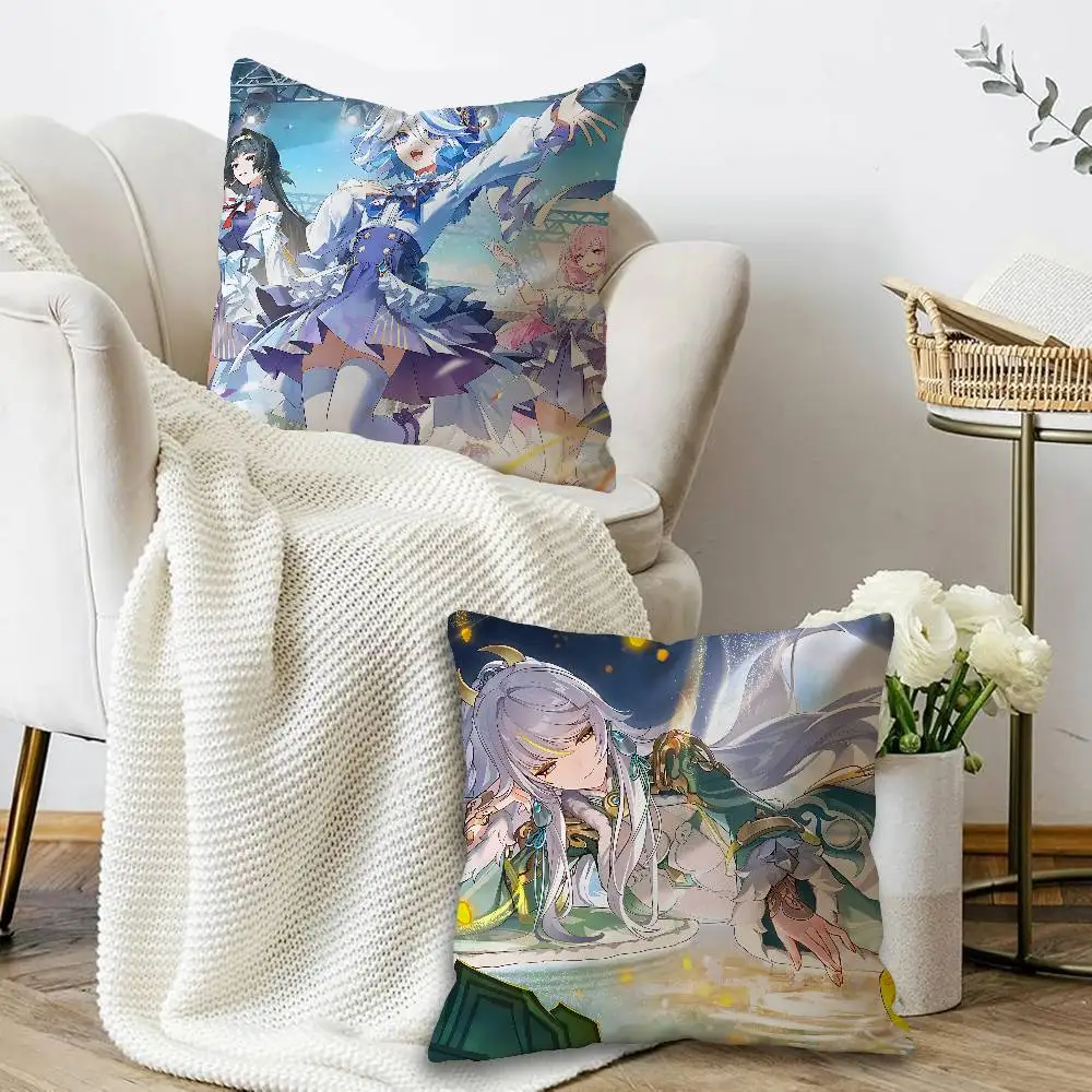 Genshin Impact game Pillow Cushion Cover Pillowcase Living Room Sofa Home Decor Customized