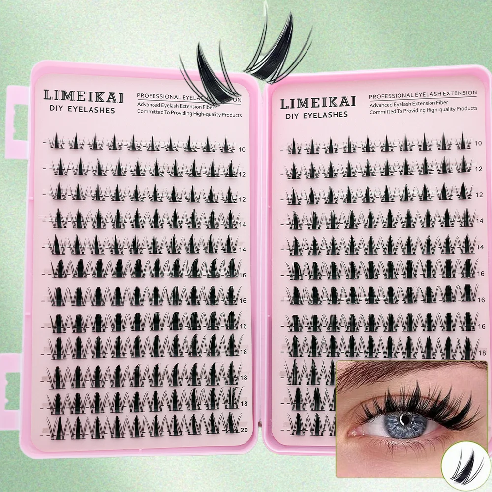 1 Box of 240 cartoon Cluster Shaped False Eyelashes, Wet cartoon Style Natural Cluster Connected Eyelashes, Novice Pointed Curle
