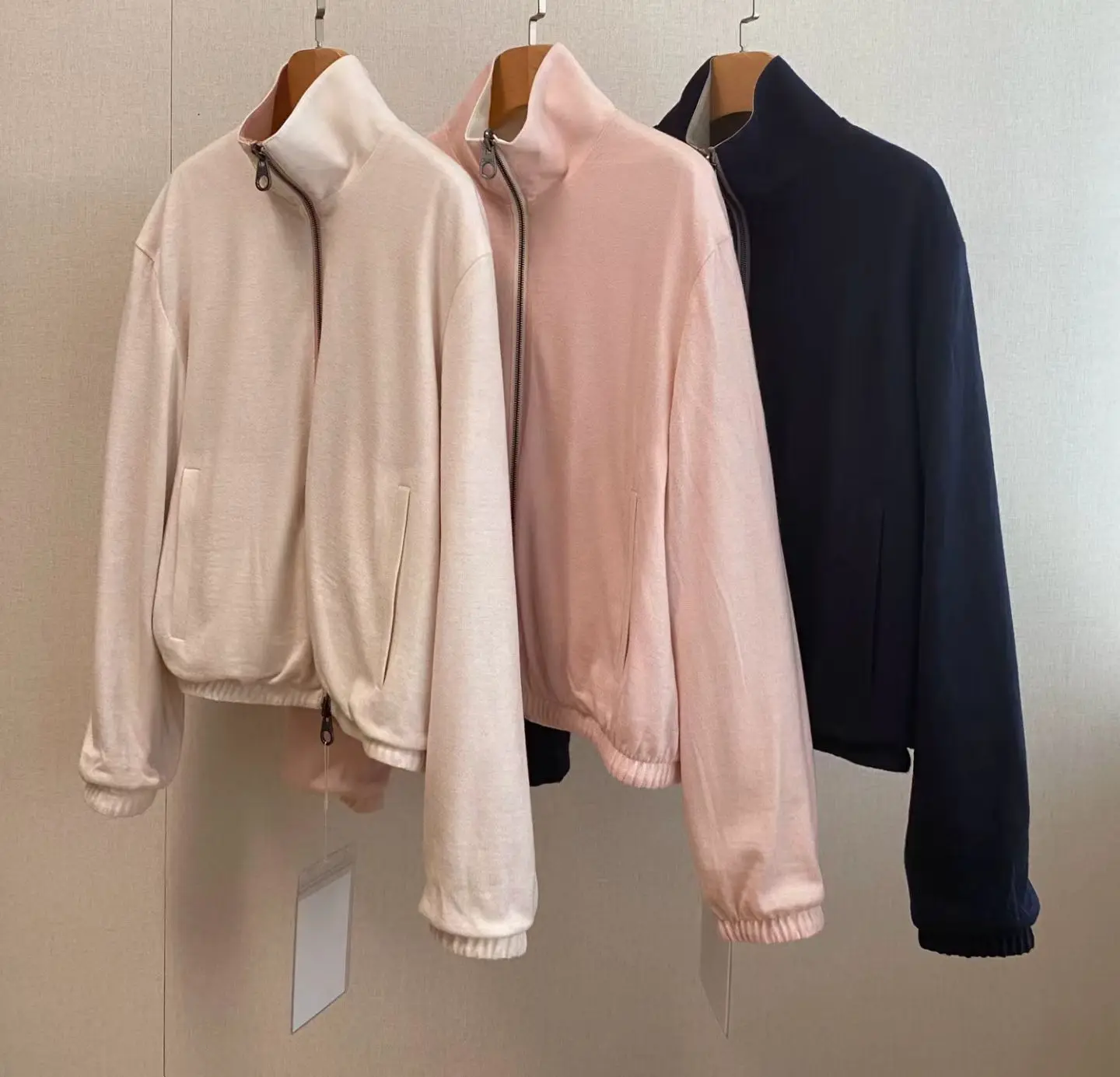 Old‑Money Style Women Cropped Zip‑Up Jacket Stand Collar Elastic Hem Lightweight Windproof Casual Coat