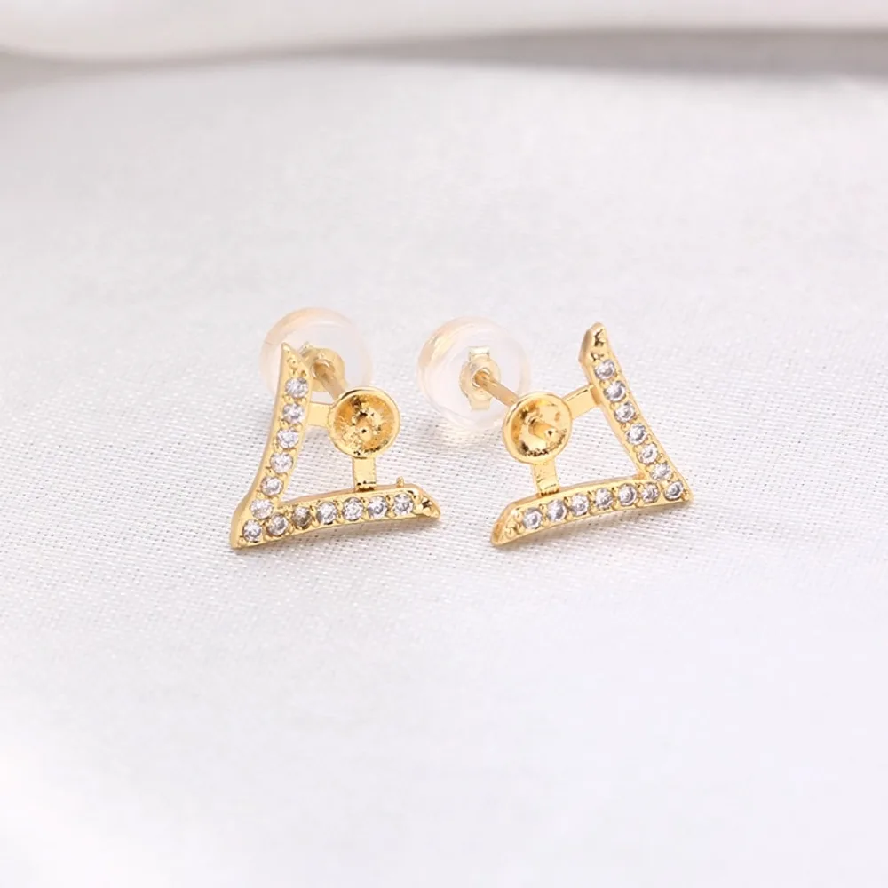 

6PCS S925 Sterling Silver Needle 18K Gold Wrapped Plated Brass Earring Settings Diy Jewelry Pearl Earrings Accessories