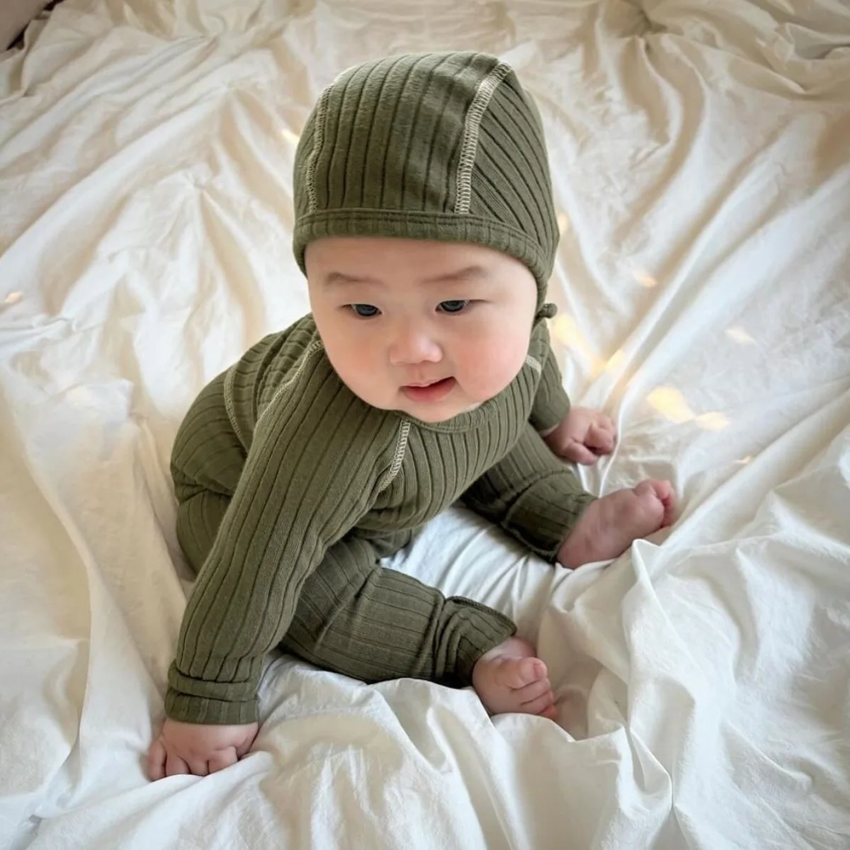 0-24M Newborn Kid Baby Boy Girl Clothes Set Long Sleeve Cotton Bodysuit Romper Pant Suit with Hat Cute Sweet Outfit