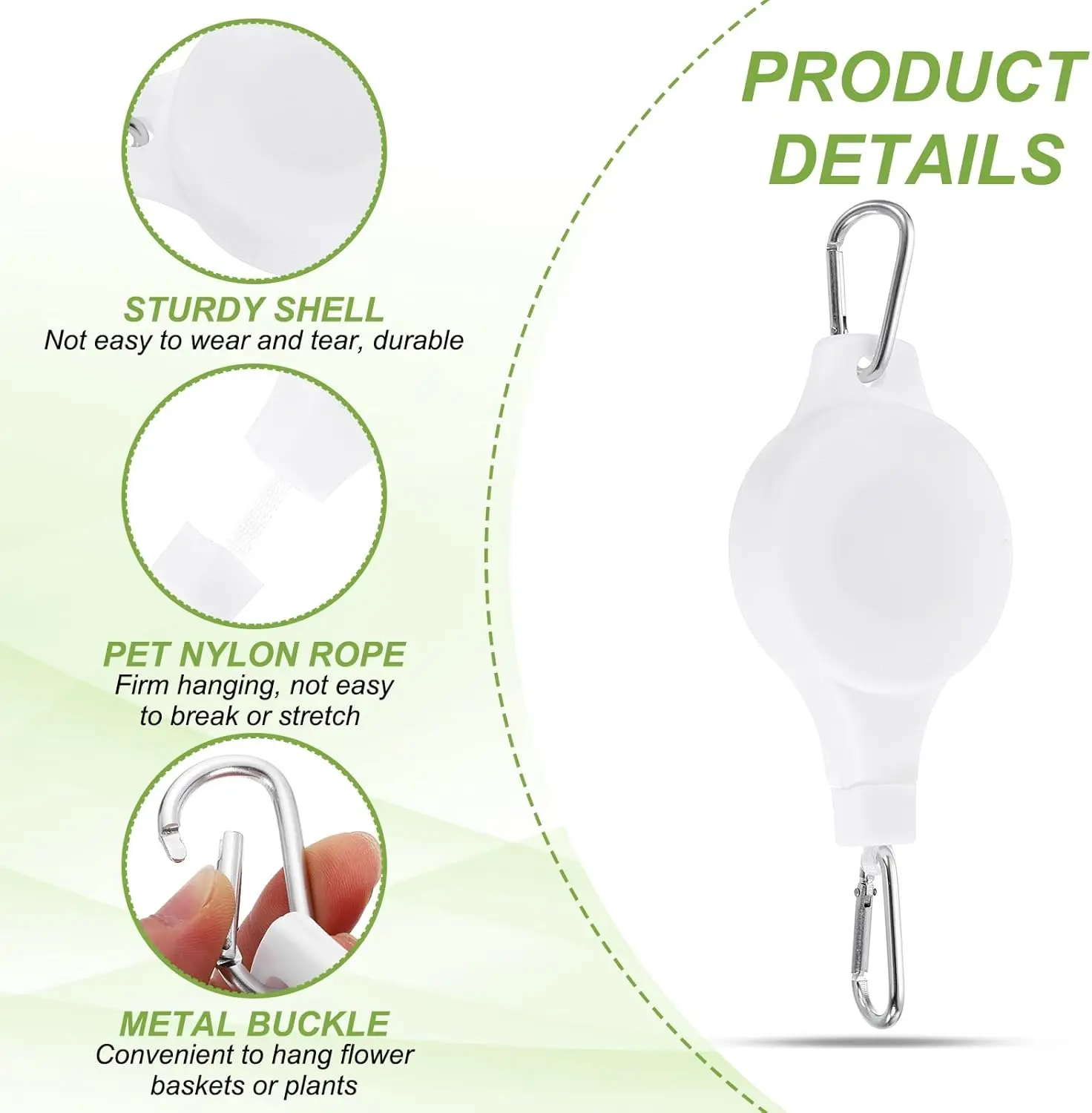 Retractable Plant Hanger,Plant Pulleys for Hanging Plants,Easy to Raise and Lower,Auto Lock,Adjustable Hook for Garden